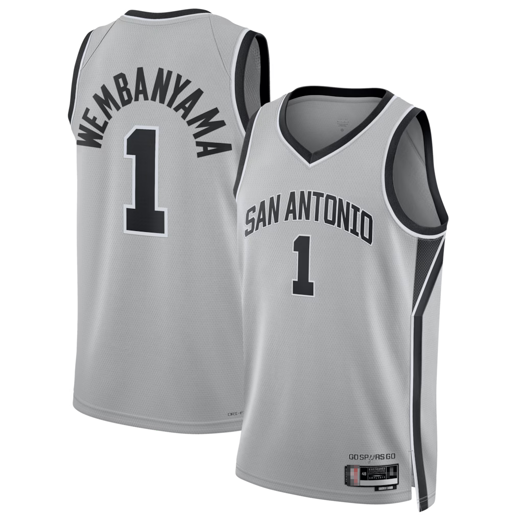 Ldoa SA.Spurs #1 Victor Wembanyama Silver Swingman Jerseys - Statement Edition