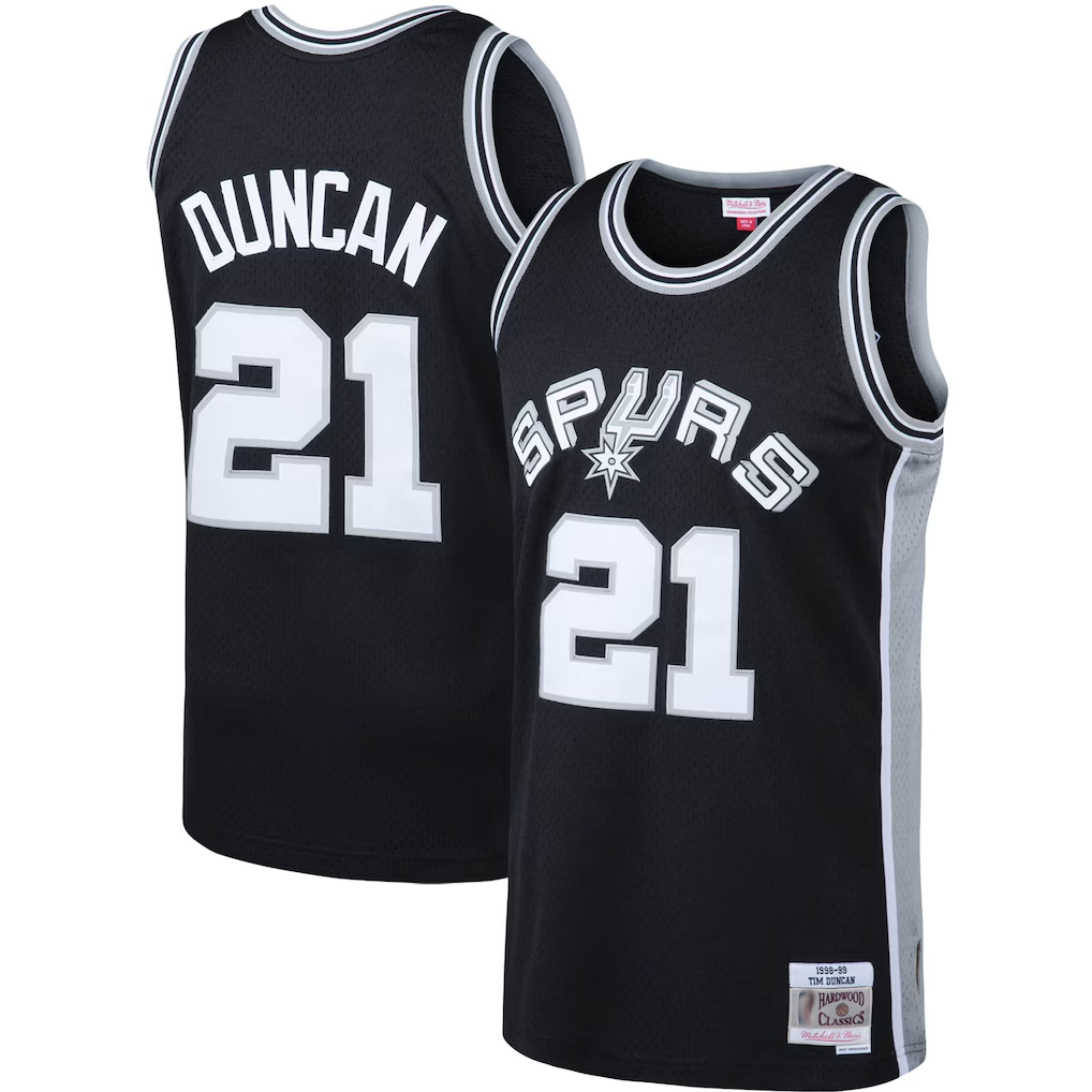 Ldoa SA.Spurs #21 Tim Duncan Mitchell & Ness Black 1998-1999 Big & Tall Hardwood Classics Swingman Jerseys