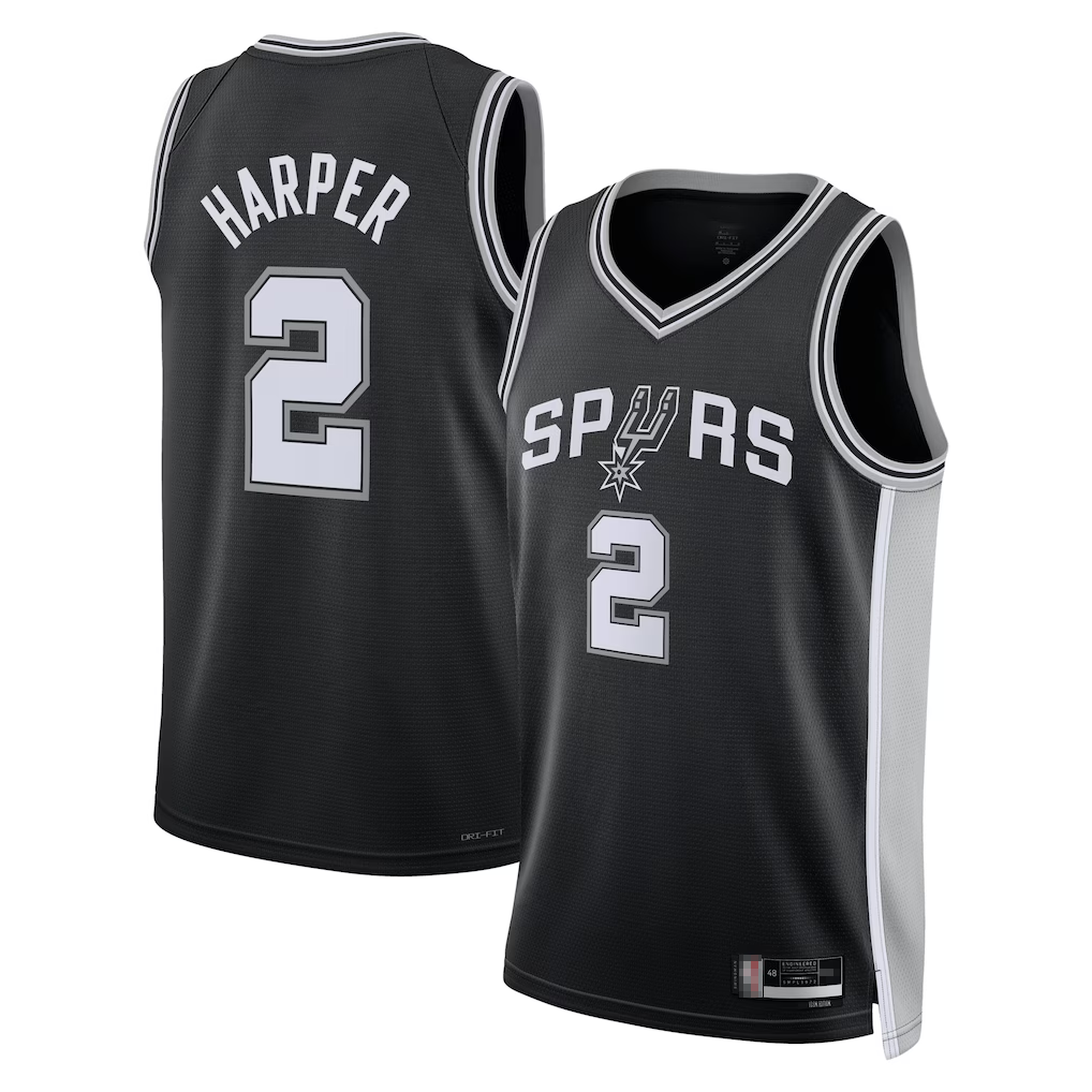 Ldoa SA.Spurs #2Dylan Harper Black 2025 NBA Draft First Round Pick Swingman Jerseys - Icon Edition