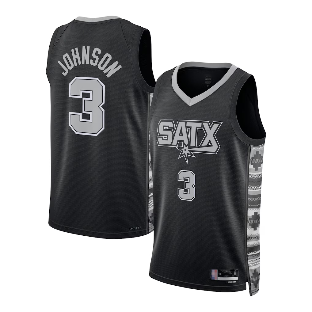 Ldoa SA.Spurs #3 Keldon Johnson Black Swingman Jerseys - Statement Edition