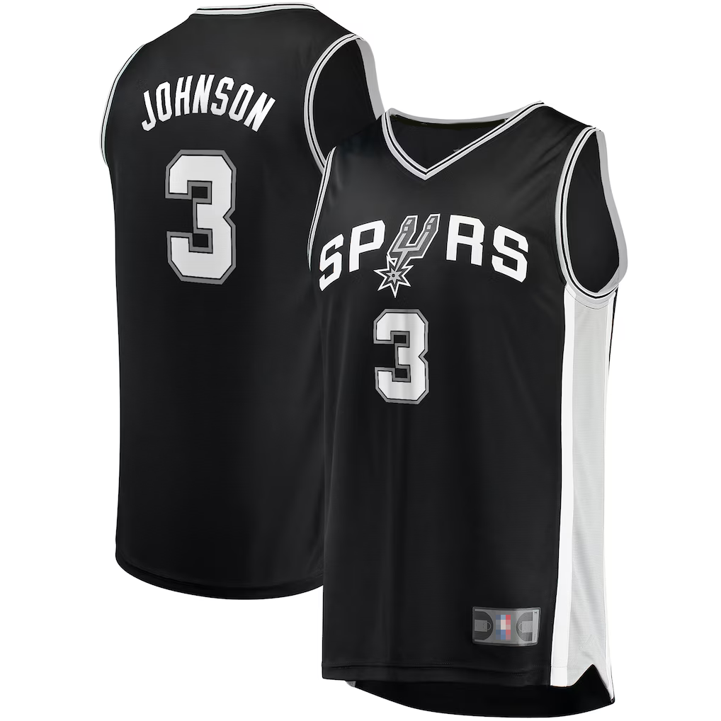 Ldoa SA.Spurs #3 Keldon Johnson Fanatics Black Fast Break Replica Jerseys - Icon Edition