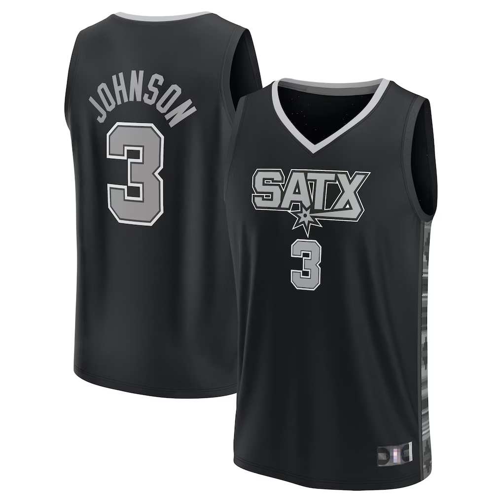 Ldoa SA.Spurs #3 Keldon Johnson Fanatics Black Fast Break Replica Player Jerseys - Statement Edition