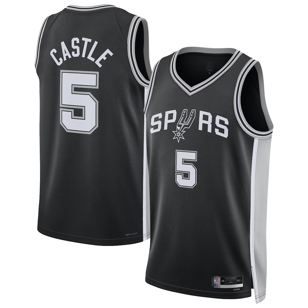 Ldoa SA.Spurs #5 Stephon Castle Black Swingman Jerseys - Icon Edition