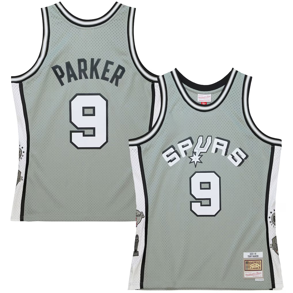 Ldoa SA.Spurs #9 Tony Parker Mitchell & Ness Gray Hall of Fame Class of 2023 Throwback Swingman Jerseys