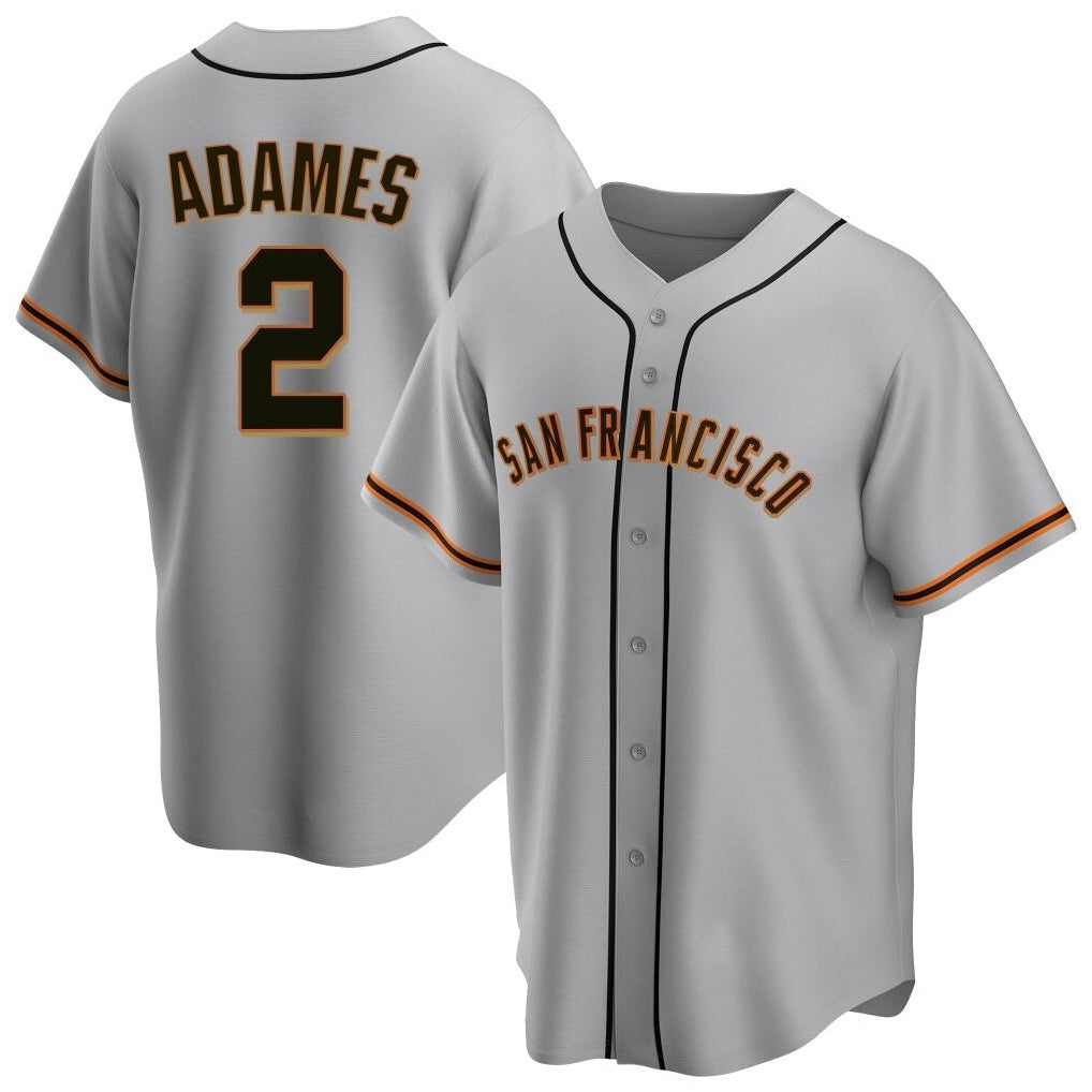 Ldoa SF.Giants #2 Willy Adames Player Gray Home Game Stitched Jerseys