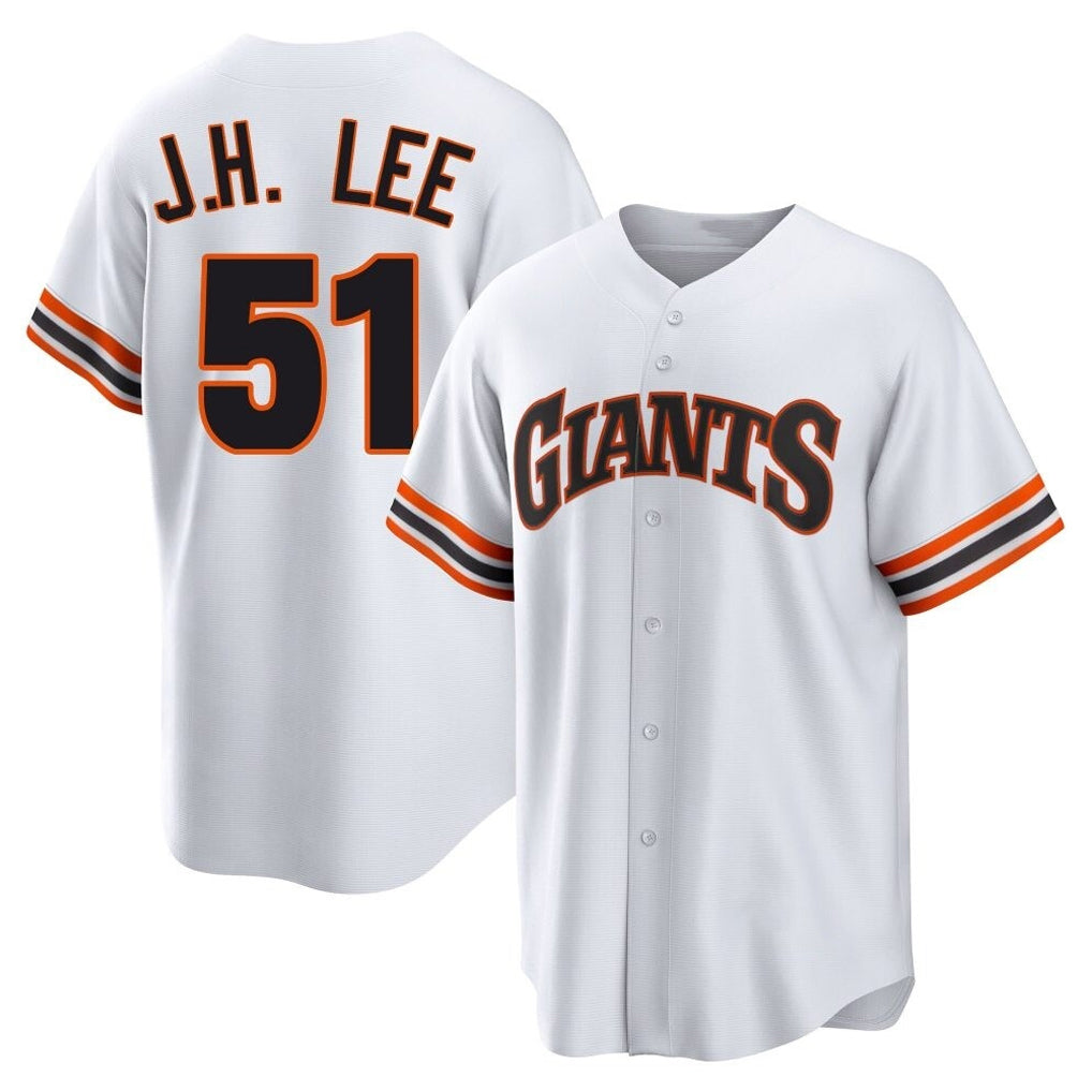 Ldoa SF.Giants #51 Jung Hoo Lee Player White Throwback Cooperstown Collection Home Game Stitched Jerseys