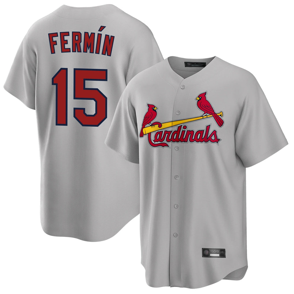 Ldoa St. Louis Cardinals #15 Jose Fermin Player Gray Home Game Stitched Jerseys