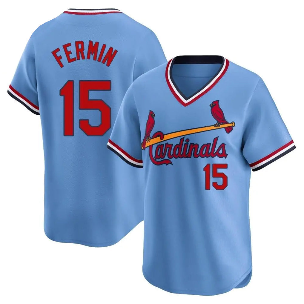 Ldoa St. Louis Cardinals #15 Jose Fermin Player Light Blue City Connect Home T-shirt Stitched Jerseys