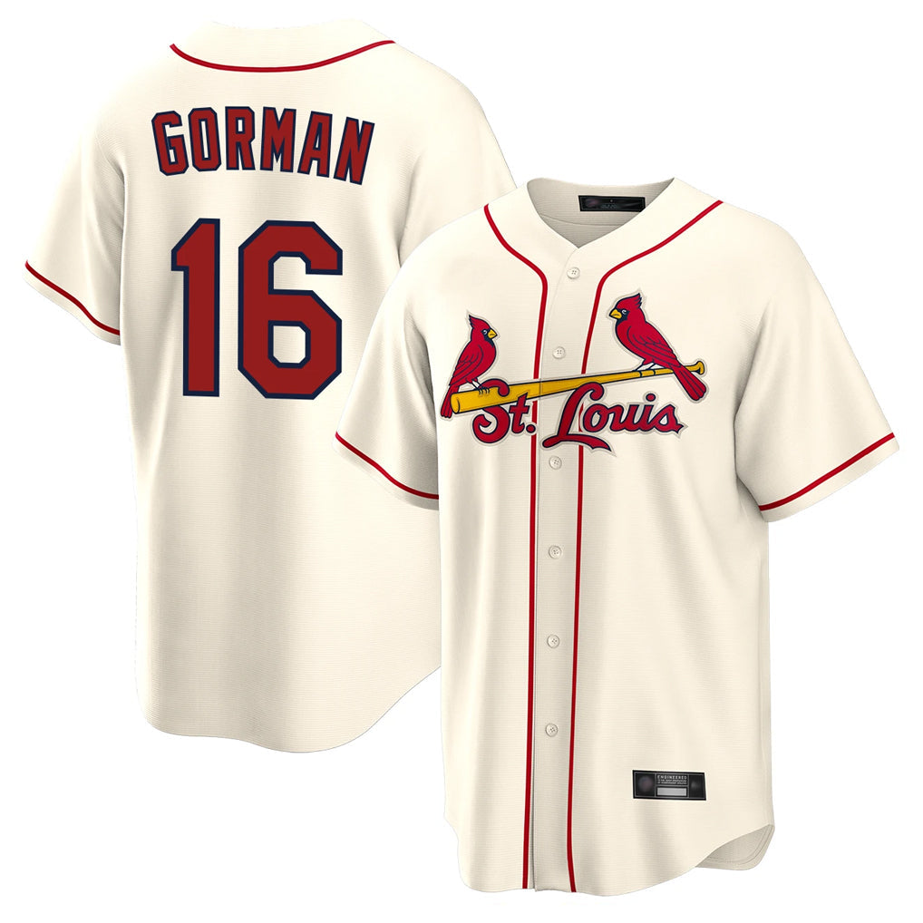 Ldoa St. Louis Cardinals #16 Nolan Gorman Player Cream Home Game Stitched Jerseys