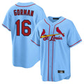 Ldoa St. Louis Cardinals #16 Nolan Gorman Player Light Blue Home Game Stitched Jerseys