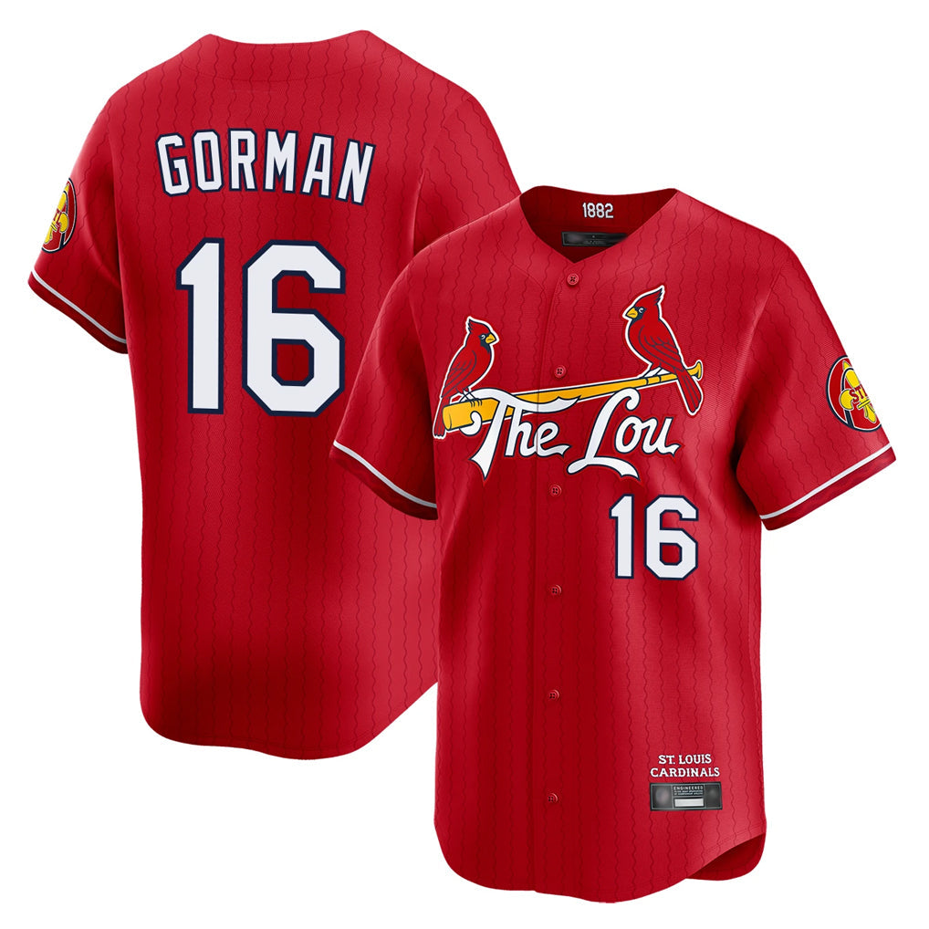 Ldoa St. Louis Cardinals #16 Nolan Gorman Player Red City Connect Limited Stitched Jerseys