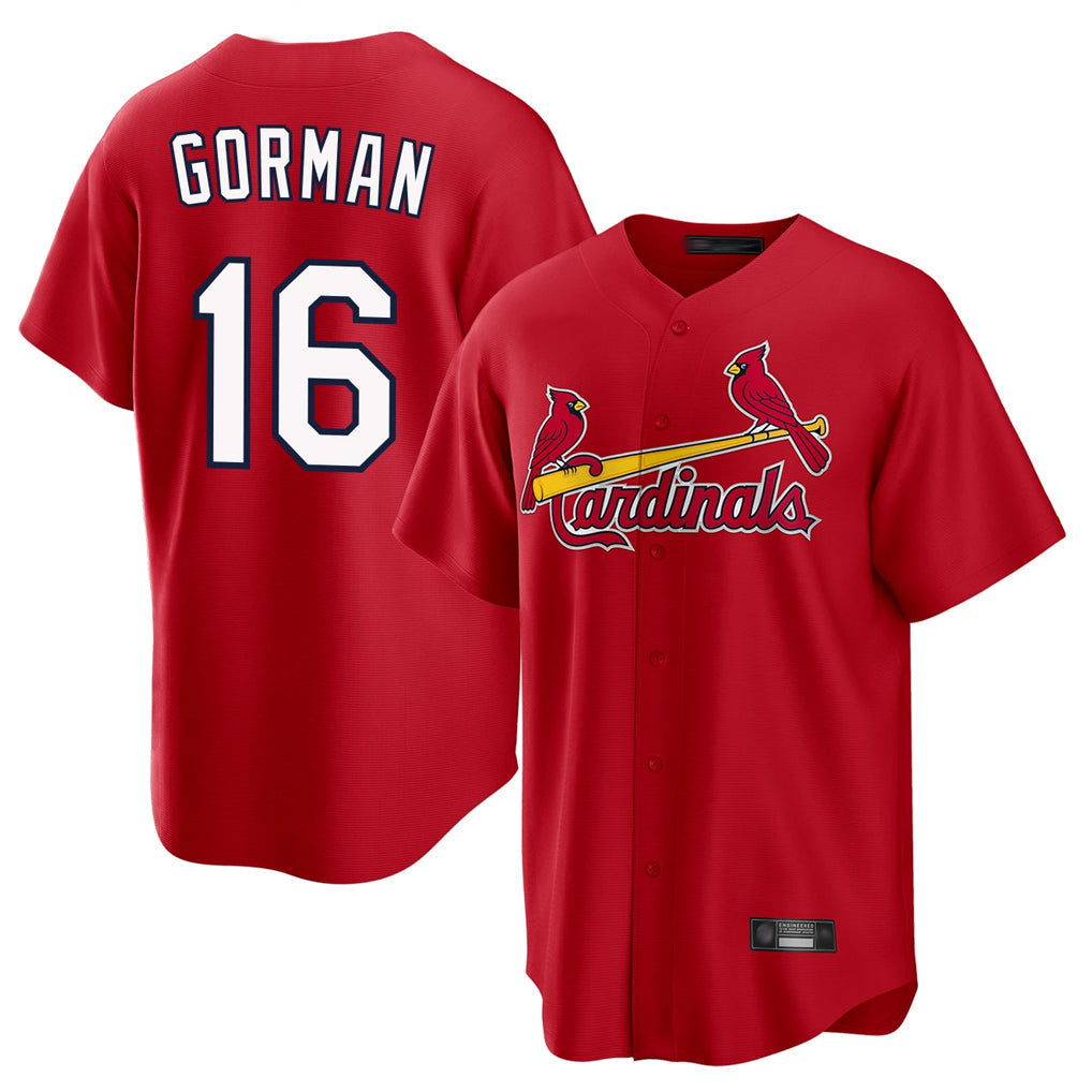 Ldoa St. Louis Cardinals #16 Nolan Gorman Player Red Home Game Stitched Jerseys