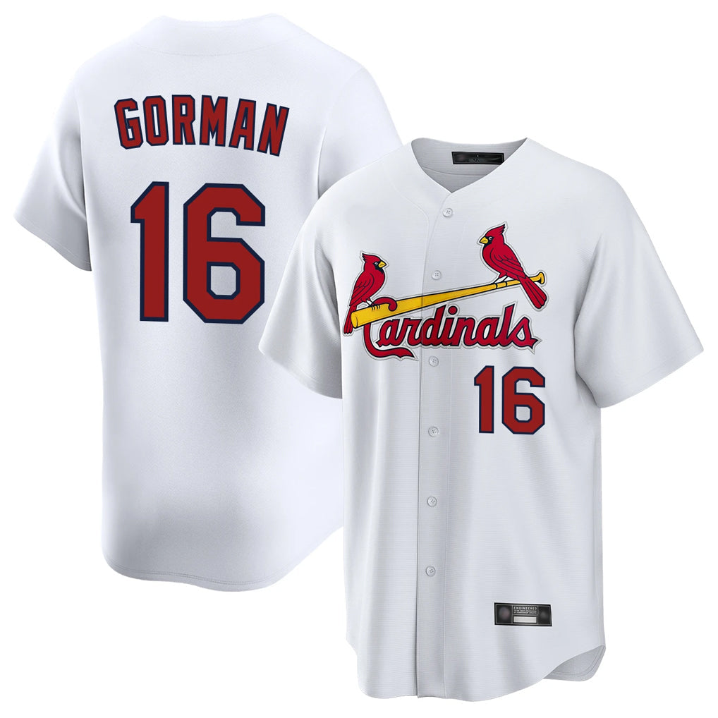 Ldoa St. Louis Cardinals #16 Nolan Gorman Player White Home Game Stitched Jerseys