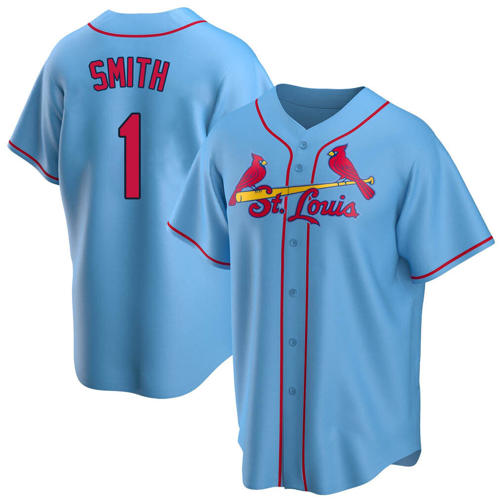 Ldoa St. Louis Cardinals #1 Ozzie Smith Player Light Blue Home Game Stitched Jerseys