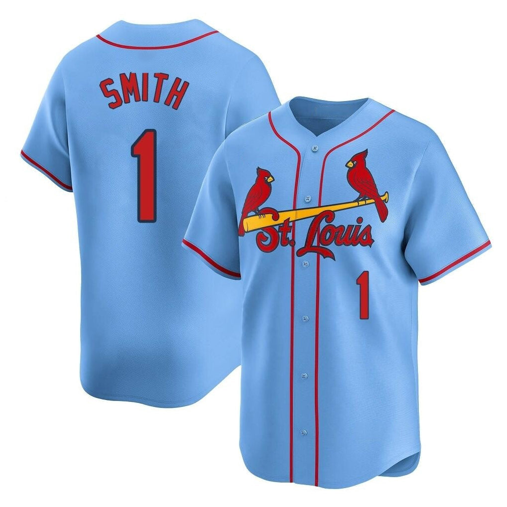 Ldoa St. Louis Cardinals #1 Ozzie Smith Player Light Blue Home Limited Stitched Jerseys