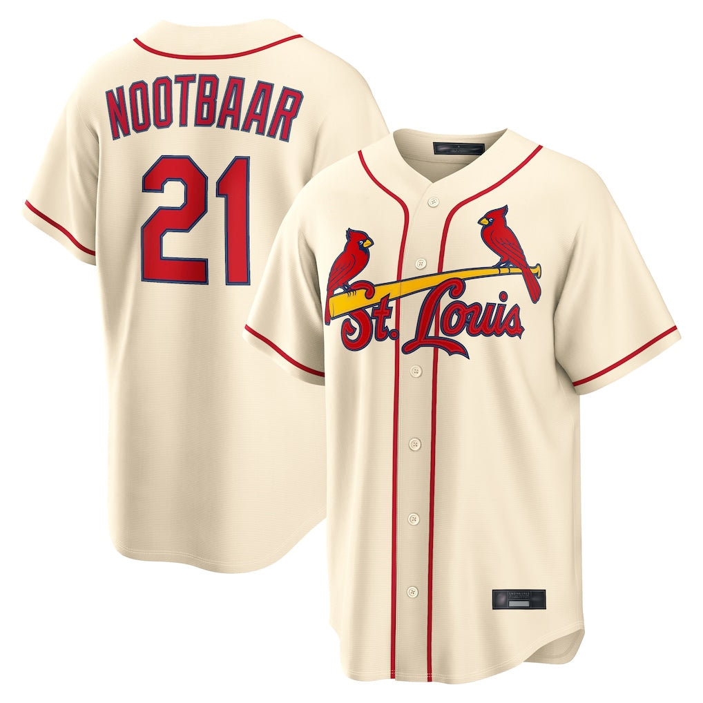 Ldoa St. Louis Cardinals #21 Lars Nootbaar Player Cream Home Game Stitched Jerseys