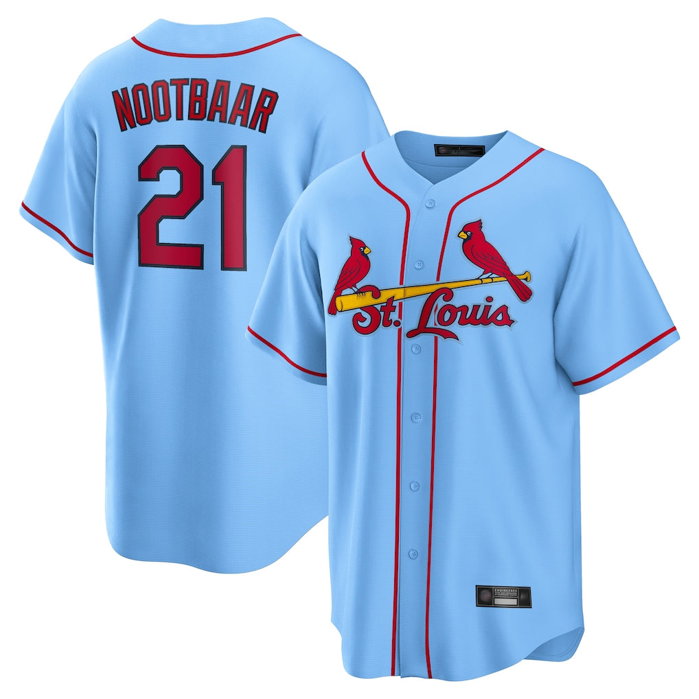 Ldoa St. Louis Cardinals #21 Lars Nootbaar Player Light Blue Home Game Stitched Jerseys