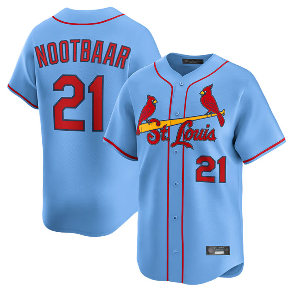 Ldoa St. Louis Cardinals #21 Lars Nootbaar Player Light Blue Home Limited Stitched Jerseys