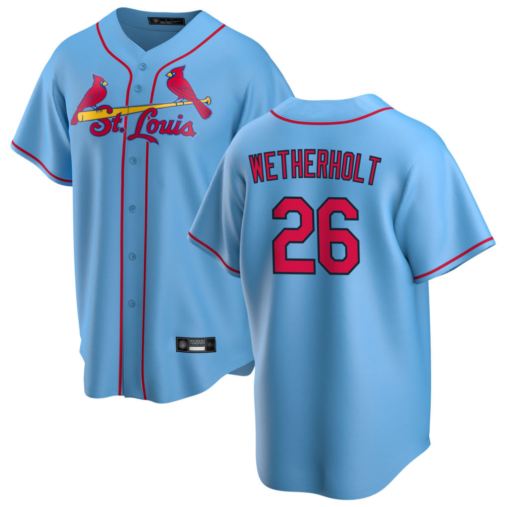 Ldoa St. Louis Cardinals #26 JJ Wetherholt Player Light Blue Home Game Stitched Jerseys