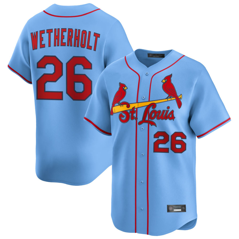 Ldoa St. Louis Cardinals #26 JJ Wetherholt Player Light Blue Home Limited Stitched Jerseys