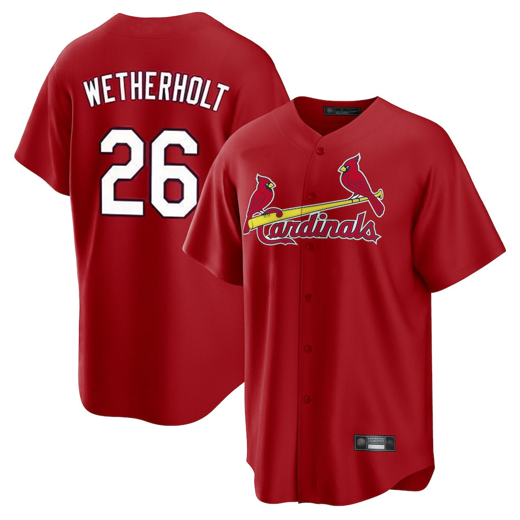 Ldoa St. Louis Cardinals #26 JJ Wetherholt Player Red Home Game Stitched Jerseys