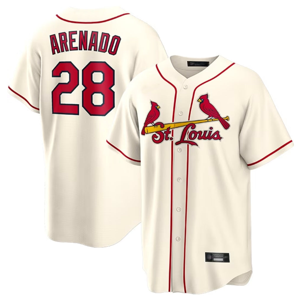Ldoa St. Louis Cardinals #28 Nolan Arenado Player Cream Home Game Stitched Jerseys