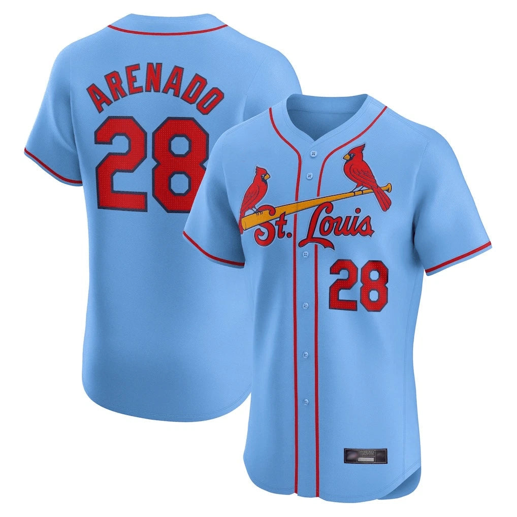 Ldoa St. Louis Cardinals #28 Nolan Arenado Player Light Blue Home Limited Elite Stitched Jerseys