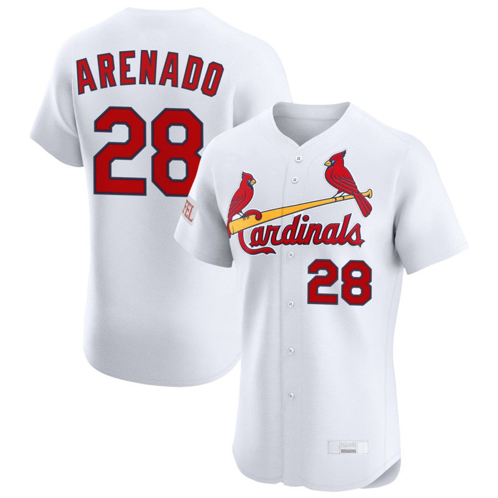Ldoa St. Louis Cardinals #28 Nolan Arenado Player White Home Limited Elite Stitched Jerseys