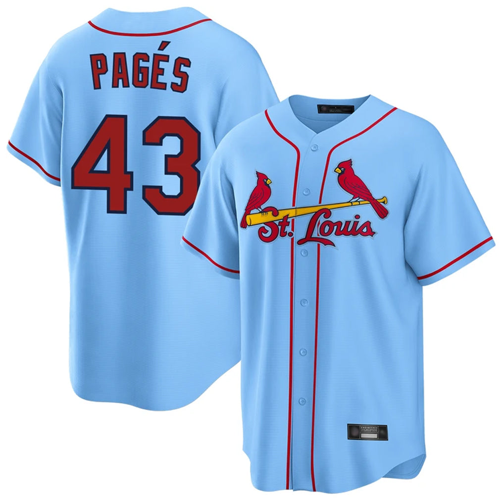 Ldoa St. Louis Cardinals #43 Pedro Pages Player Light Blue Home Game Stitched Jerseys