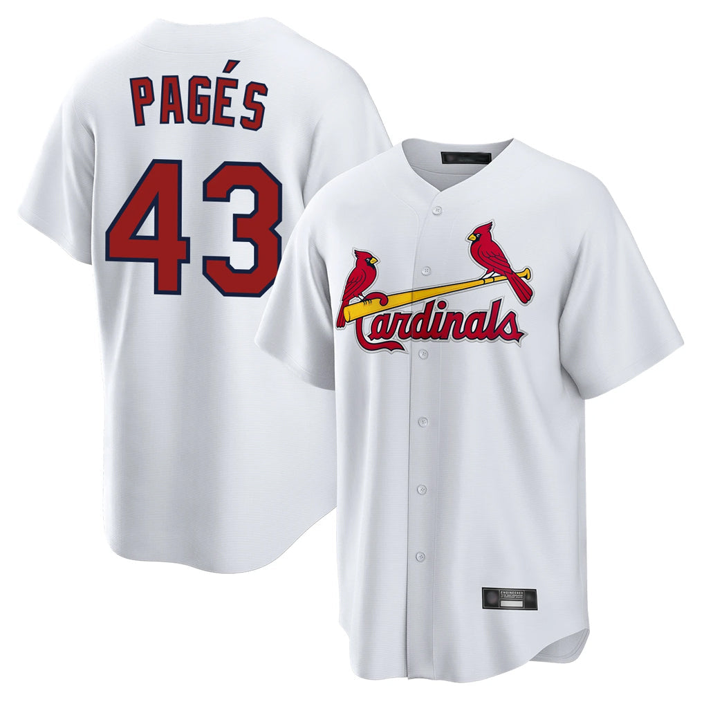 Ldoa St. Louis Cardinals #43 Pedro Pages Player White Home Game Stitched Jerseys
