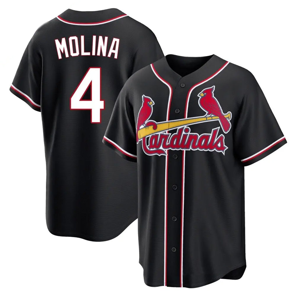 Ldoa St. Louis Cardinals #4 Yadier Molina Player Black Carbon Fashio Game Stitched Jerseys