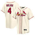Ldoa St. Louis Cardinals #4 Yadier Molina Player Cream Home Game Stitched Jerseys