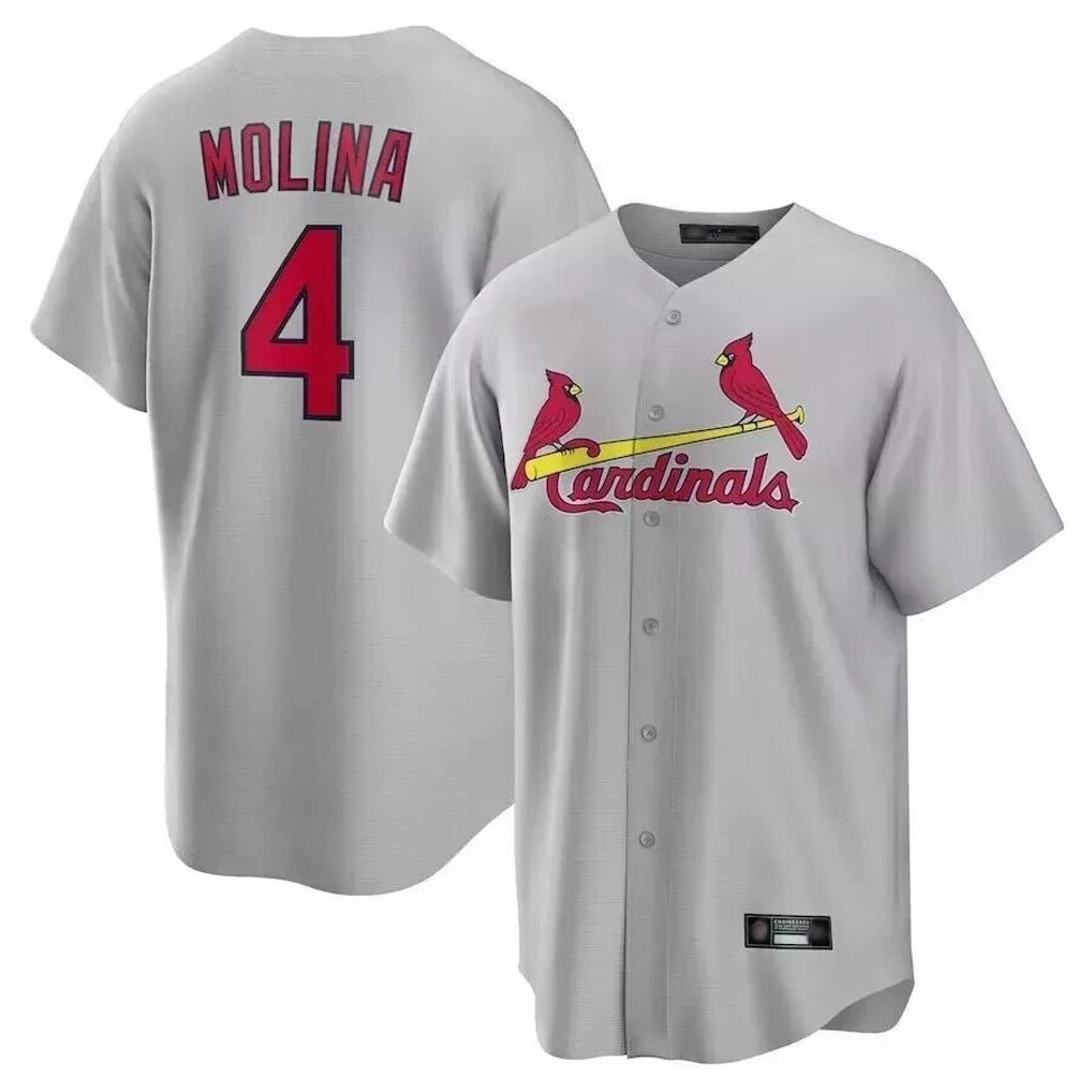 Ldoa St. Louis Cardinals #4 Yadier Molina Player Gray Home Game Stitched Jerseys