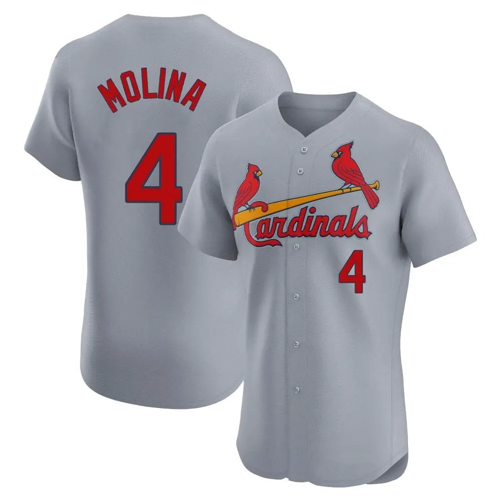 Ldoa St. Louis Cardinals #4 Yadier Molina Player Gray Home Limited Elite Stitched Jerseys