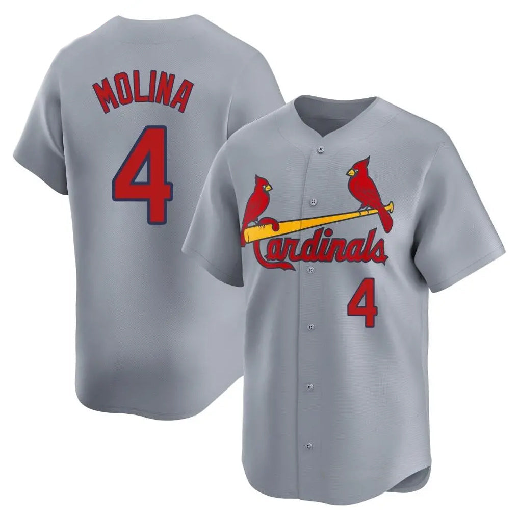 Ldoa St. Louis Cardinals #4 Yadier Molina Player Gray Home Limited Stitched Jerseys