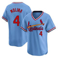 Ldoa St. Louis Cardinals #4 Yadier Molina Player Light Blue City Connect Home T-shirt Stitched Jerseys