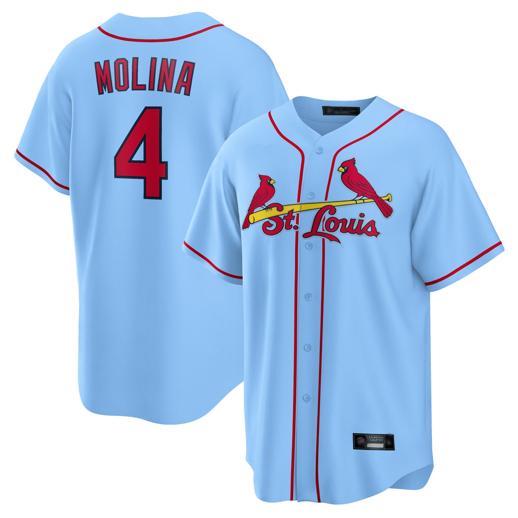 Ldoa St. Louis Cardinals #4 Yadier Molina Player Light Blue Home Game Stitched Jerseys