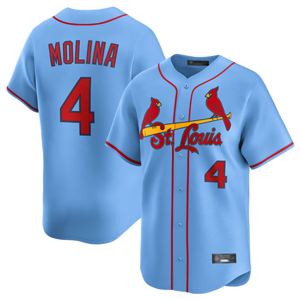 Ldoa St. Louis Cardinals #4 Yadier Molina Player Light Blue Home Limited Stitched Jerseys
