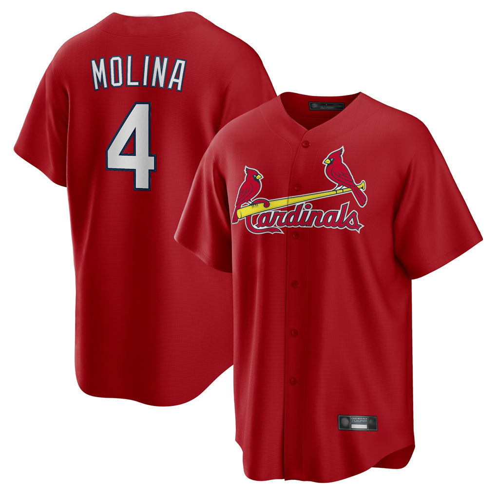 Ldoa St. Louis Cardinals #4 Yadier Molina Player Red Home Game Stitched Jerseys