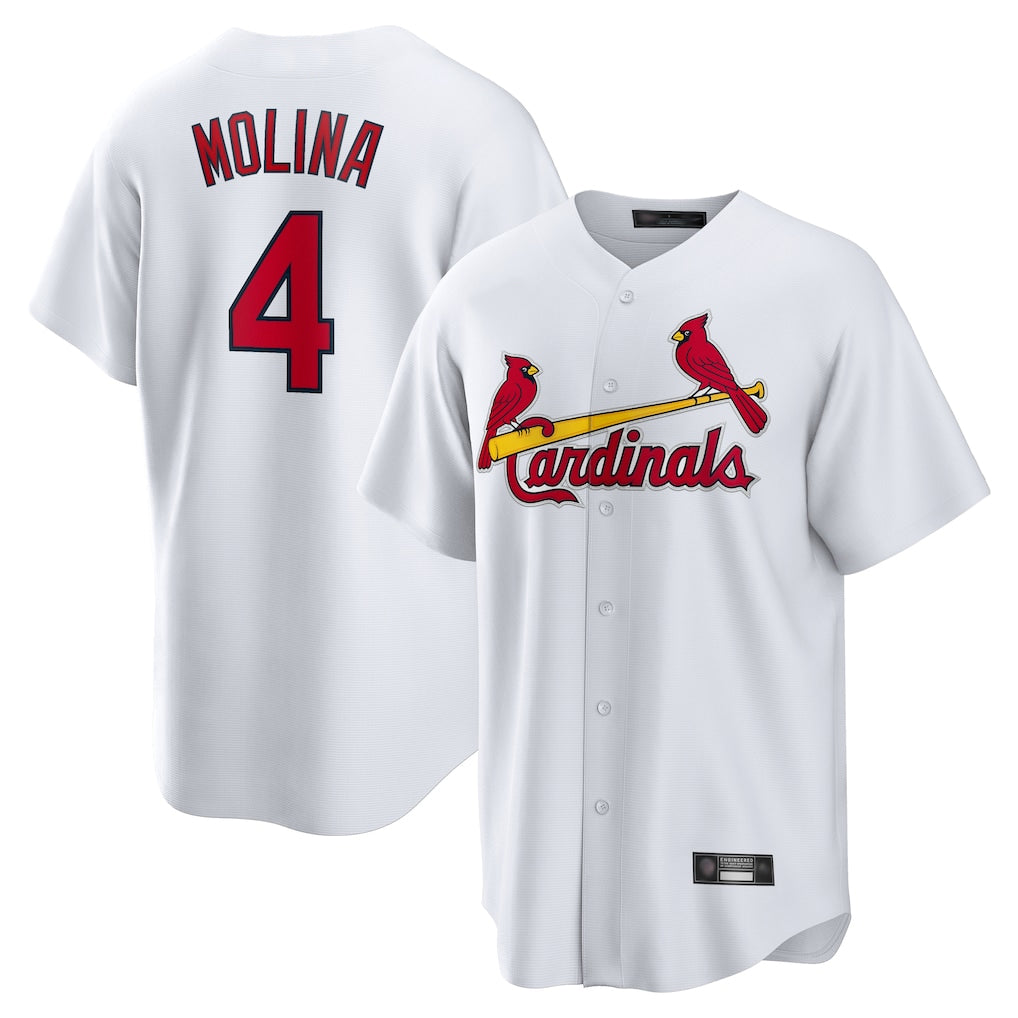 Ldoa St. Louis Cardinals #4 Yadier Molina Player White Home Game Stitched Jerseys