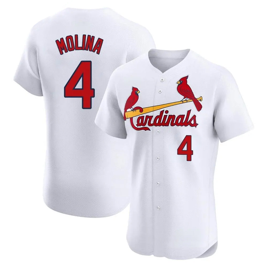 Ldoa St. Louis Cardinals #4 Yadier Molina Player White Home Limited Elite Stitched Jerseys