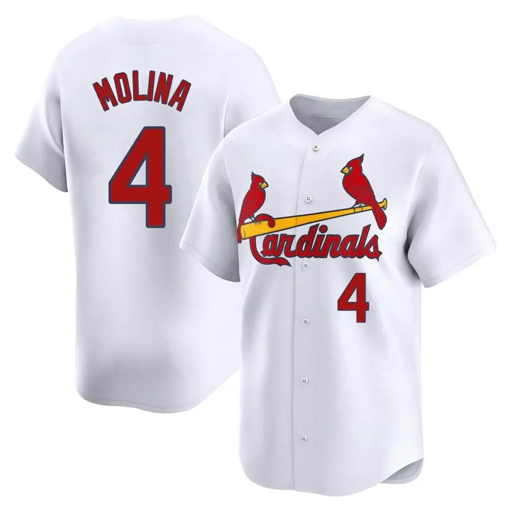 Ldoa St. Louis Cardinals #4 Yadier Molina Player White Home Limited Stitched Jerseys