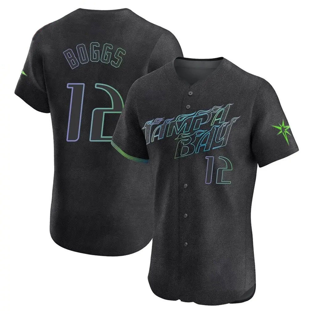 Ldoa TB.Rays #12 Wade Boggs Player Black City Connect Home Limited Elite Stitched Jerseys