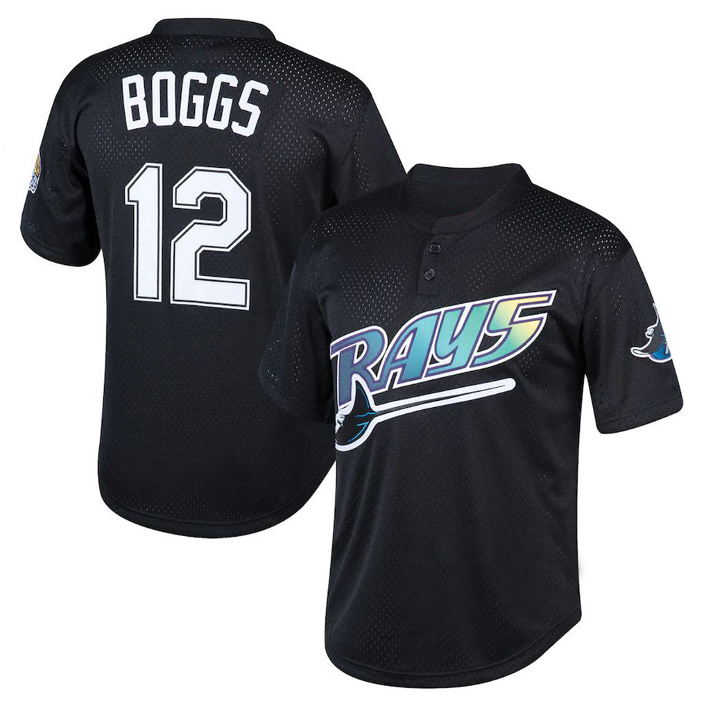 Ldoa TB.Rays #12 Wade Boggs Player Black Mitchell & Ness Cooperstown Collection Mesh Batting Practice Stitched Jerseys