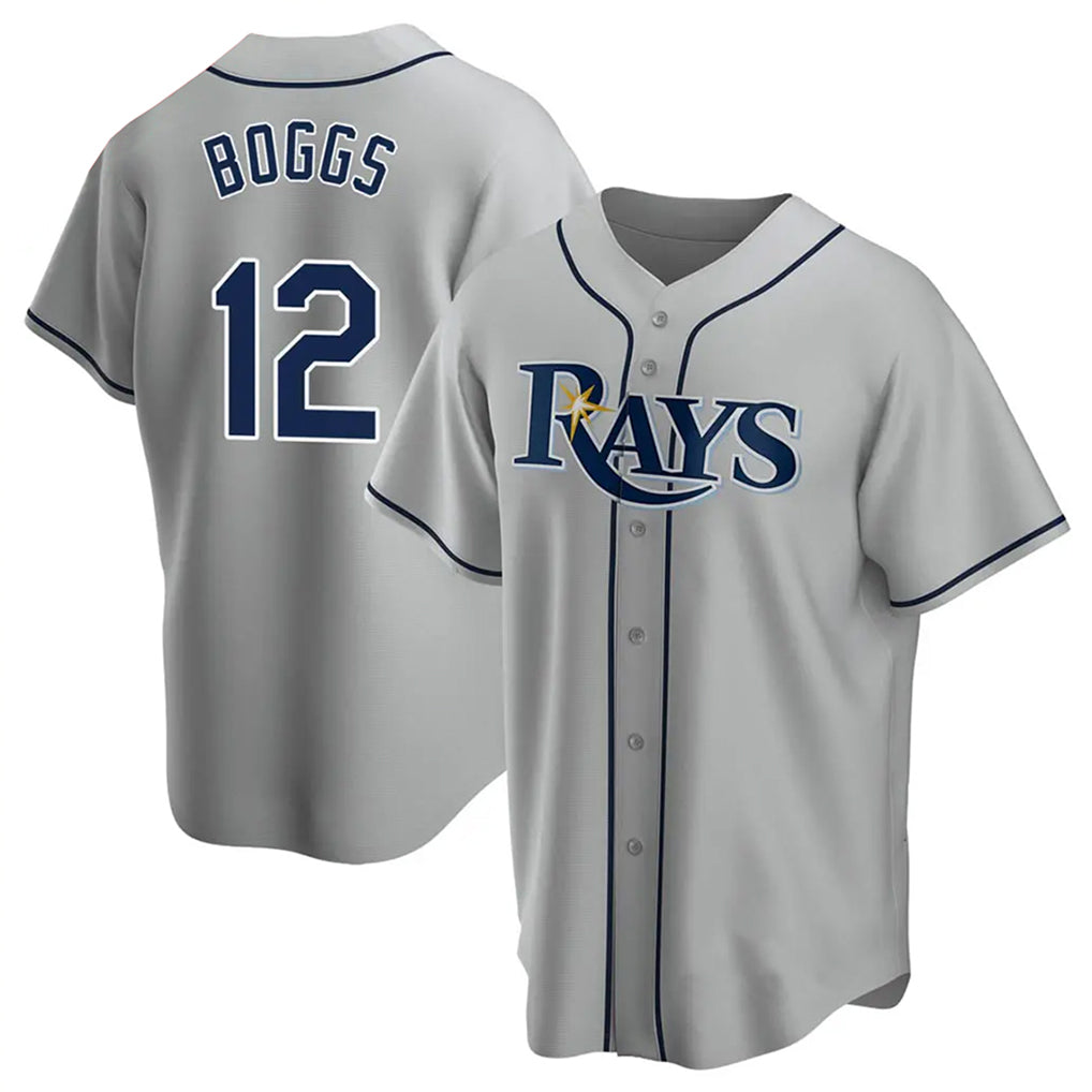 Ldoa TB.Rays #12 Wade Boggs Player Gray Home Game Stitched Jerseys