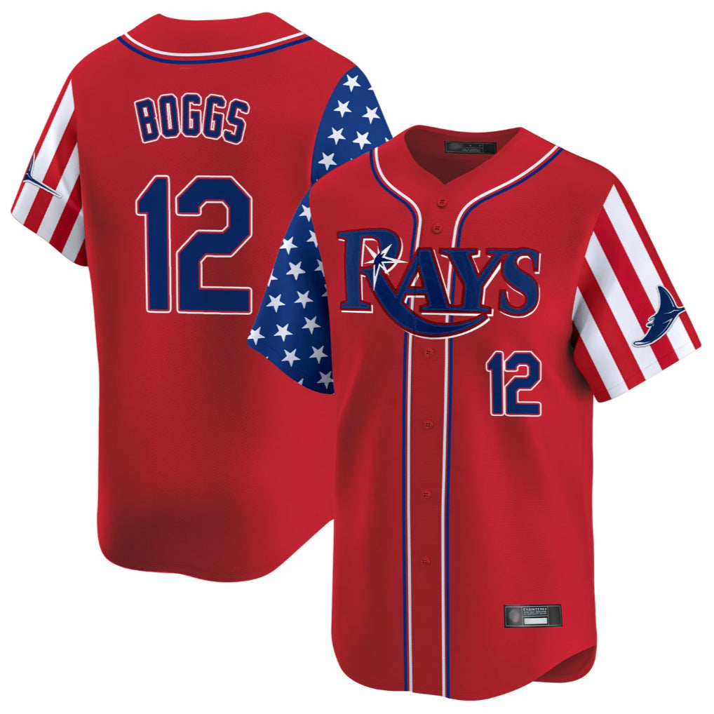 Ldoa TB.Rays #12 Wade Boggs Player Red 2025 Independence Day Vapor Premier Limited Stitched Jerseys
