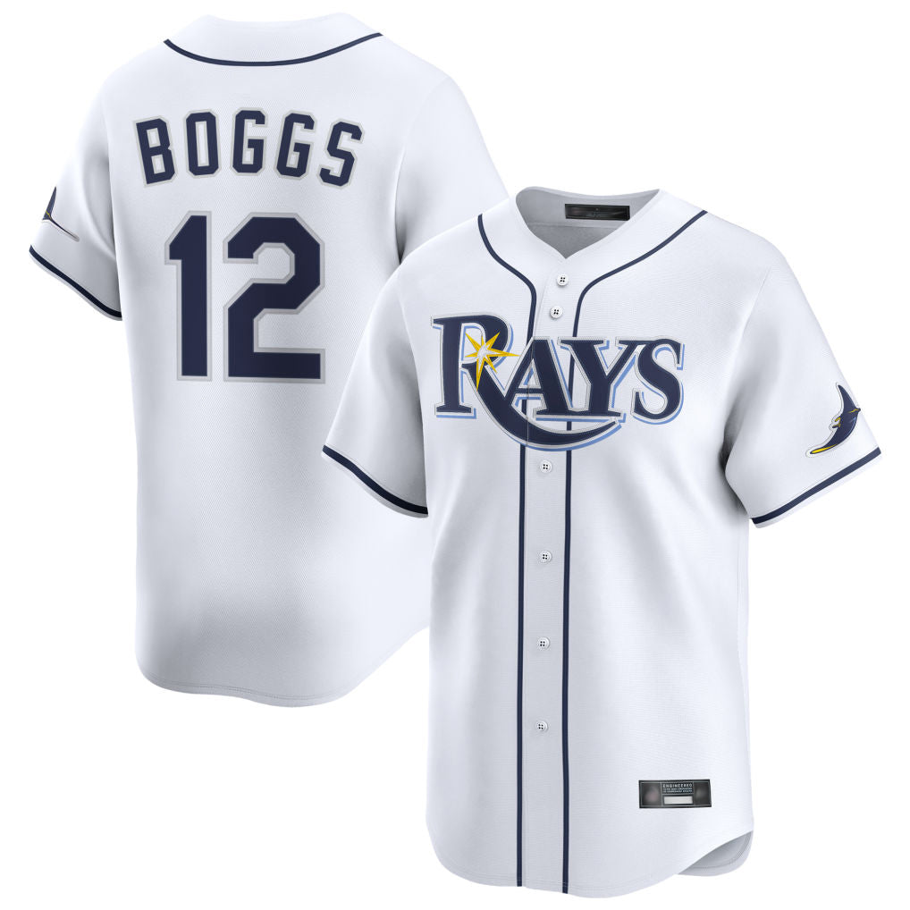 Ldoa TB.Rays #12 Wade Boggs Player White Home Limited Stitched Jerseys