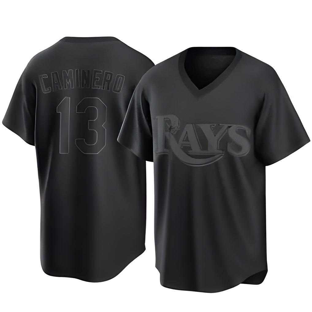 Ldoa TB.Rays #13 Junior Caminero Player Black Home Game Stitched Jerseys