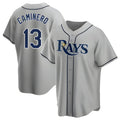 Ldoa TB.Rays #13 Junior Caminero Player Gray Home Game Stitched Jerseys