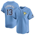 Ldoa TB.Rays #13 Junior Caminero Player Light Blue Home Limited Stitched Jerseys